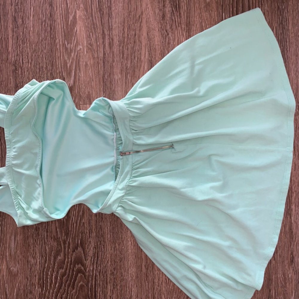 mint green backless dress